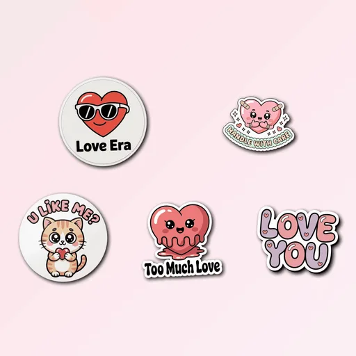 5 Cute Heart Sticker Pack - Waterproof Vinyl Decals