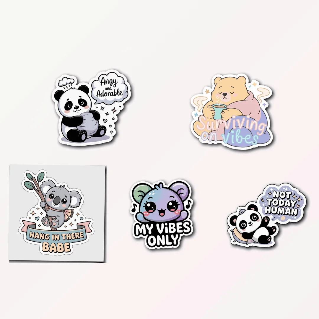 5 Cute Panda Sticker Pack