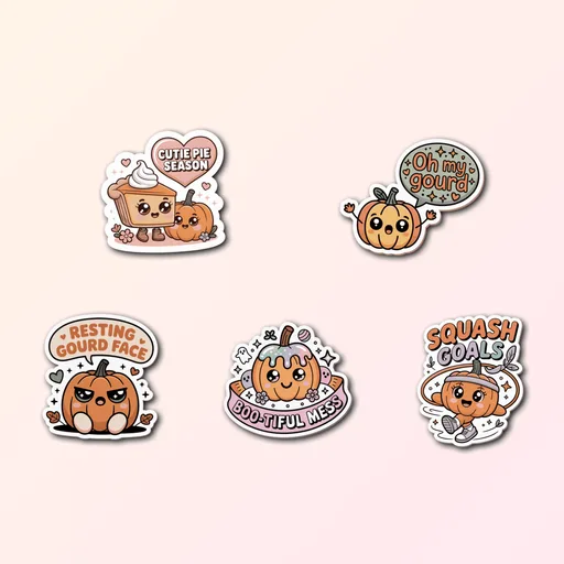 5 Cute Pumpkin Sticker Pack
