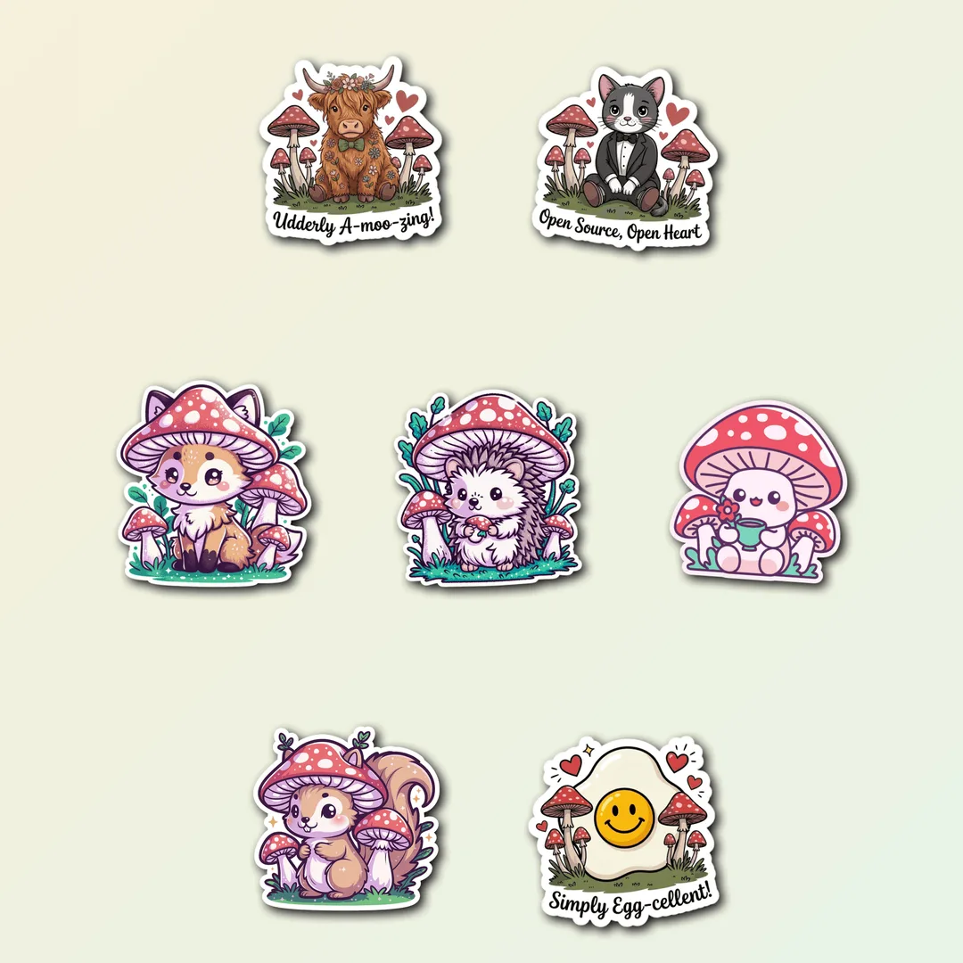 7 Cute Mushroom Woodland Sticker Pack - Premium Vinyl Decals