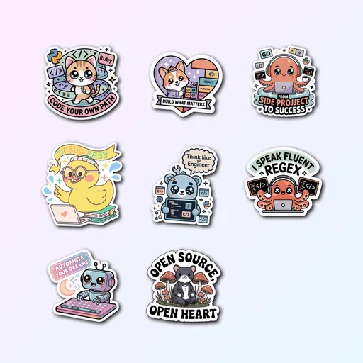 8 Cute Coding Sticker Pack - Premium Vinyl Decals