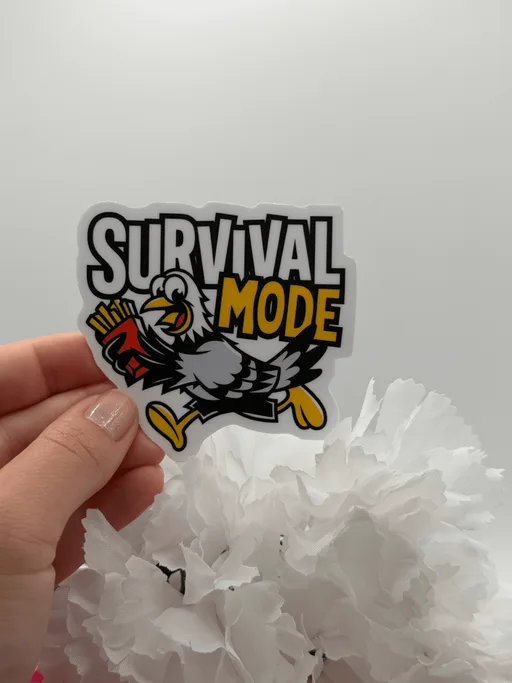 Survival Mode Vulture With Fries Funny Vinyl Sticker