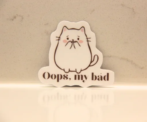 Oops My Bad Cat Sticker Cute Apology Cat Decal