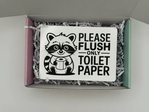 Raccoon Bathroom Sign "Please Flush only Toilet Paper"