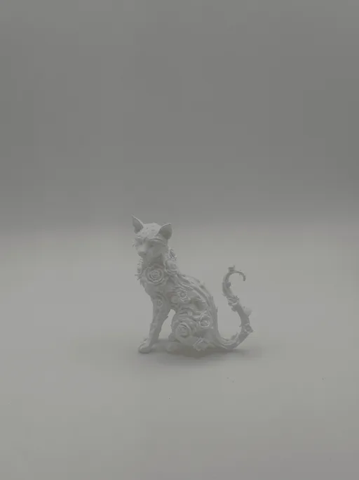 Floral White Cat Figurine 3D Printed Home Decor