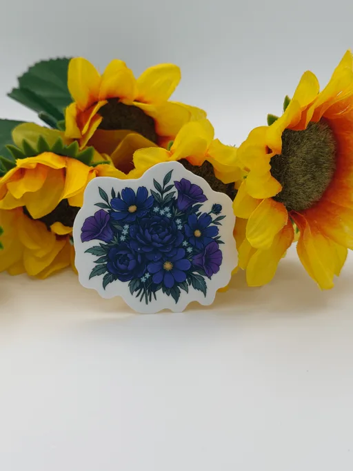 Purple Blue Floral Bouquet Sticker