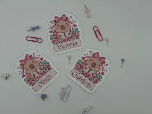 Set of 5 Custom Capybara Name Stickers