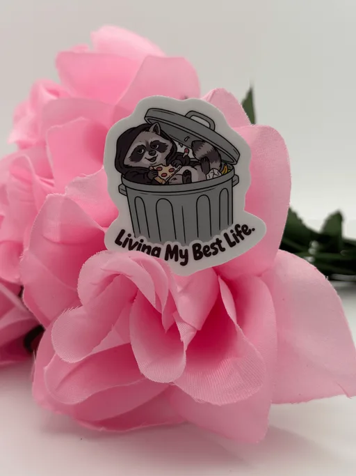 Funny Raccoon Trash Can Vinyl Sticker | Trash Panda Die Cut Decal