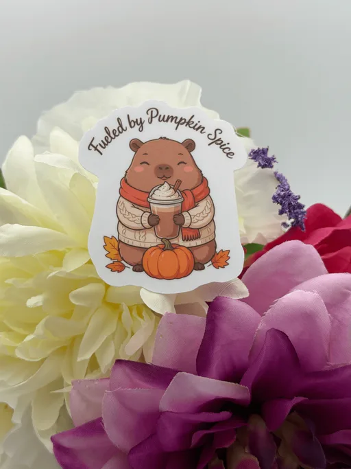 Fueled by Pumpkin Spice - Capybara Vinyl Sticker