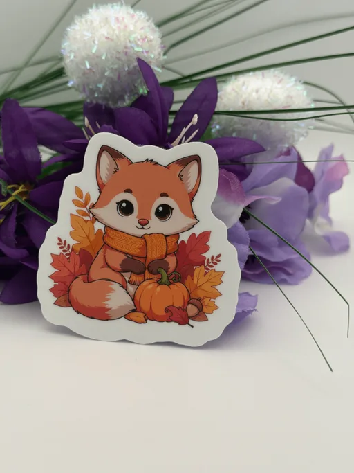 Cute Autumn Fox Vinyl Sticker