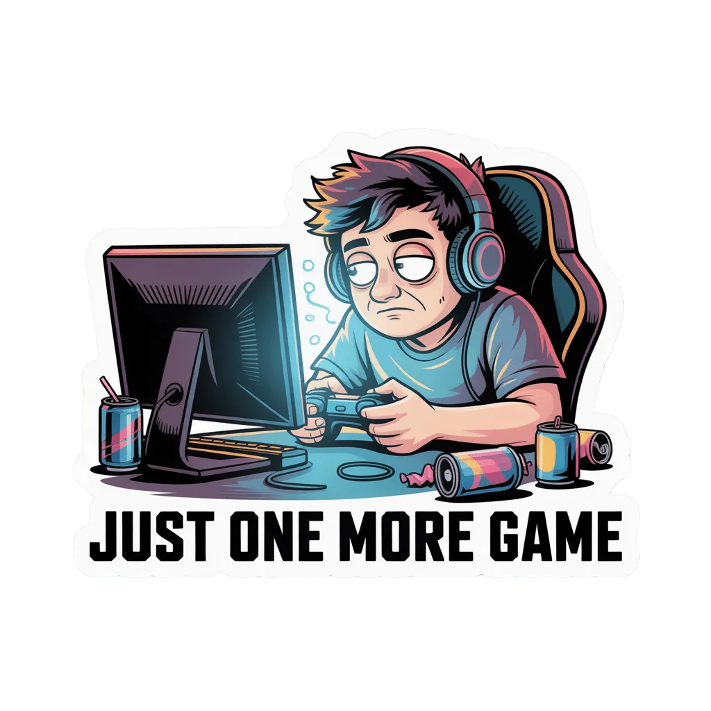 Gamer Just One More Game Vinyl Sticker