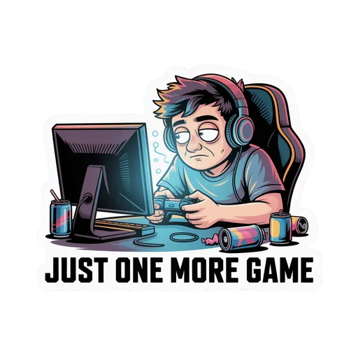 Gamer Just One More Game Vinyl Sticker