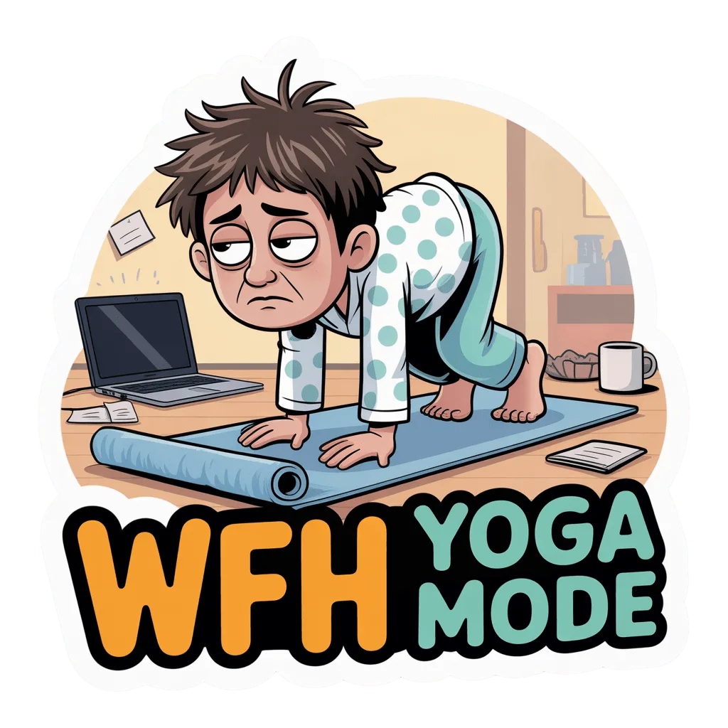Funny WFH Yoga Mode Vinyl Sticker