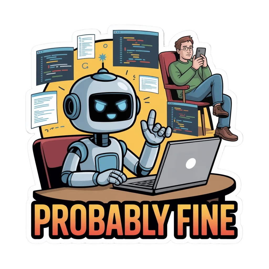 Funny Robot and Programmer Probably Fine Sticker