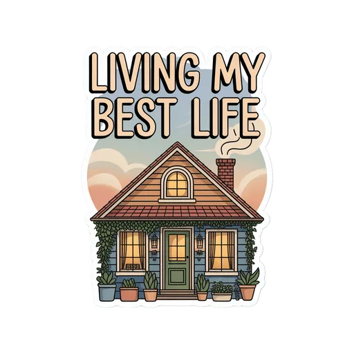 Living My Best Life Cozy Cottage Sticker