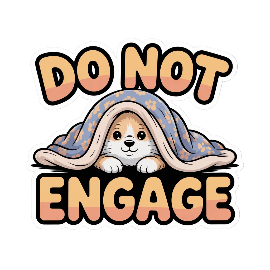 Cute Corgi Under Blanket Do Not Engage Sticker