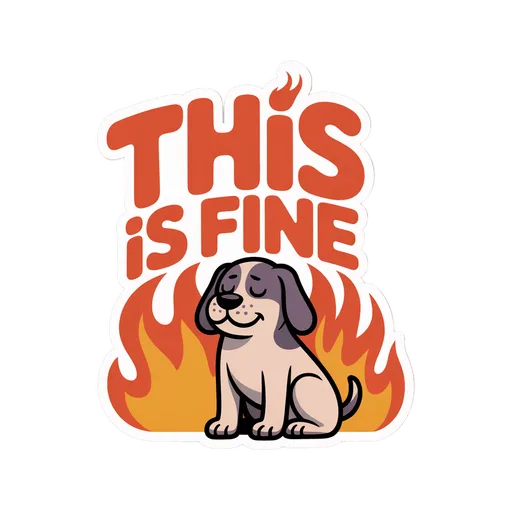 Funny This Is Fine Dog in Fire Sticker