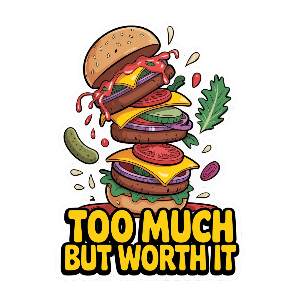 Giant Burger Stack Funny Quote Sticker