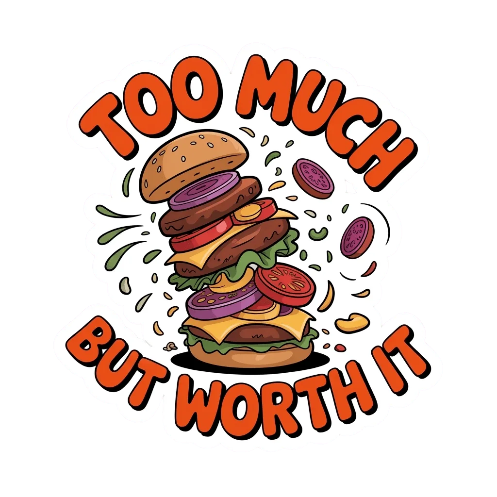 Funny Stacked Burger with Quote Vinyl Sticker