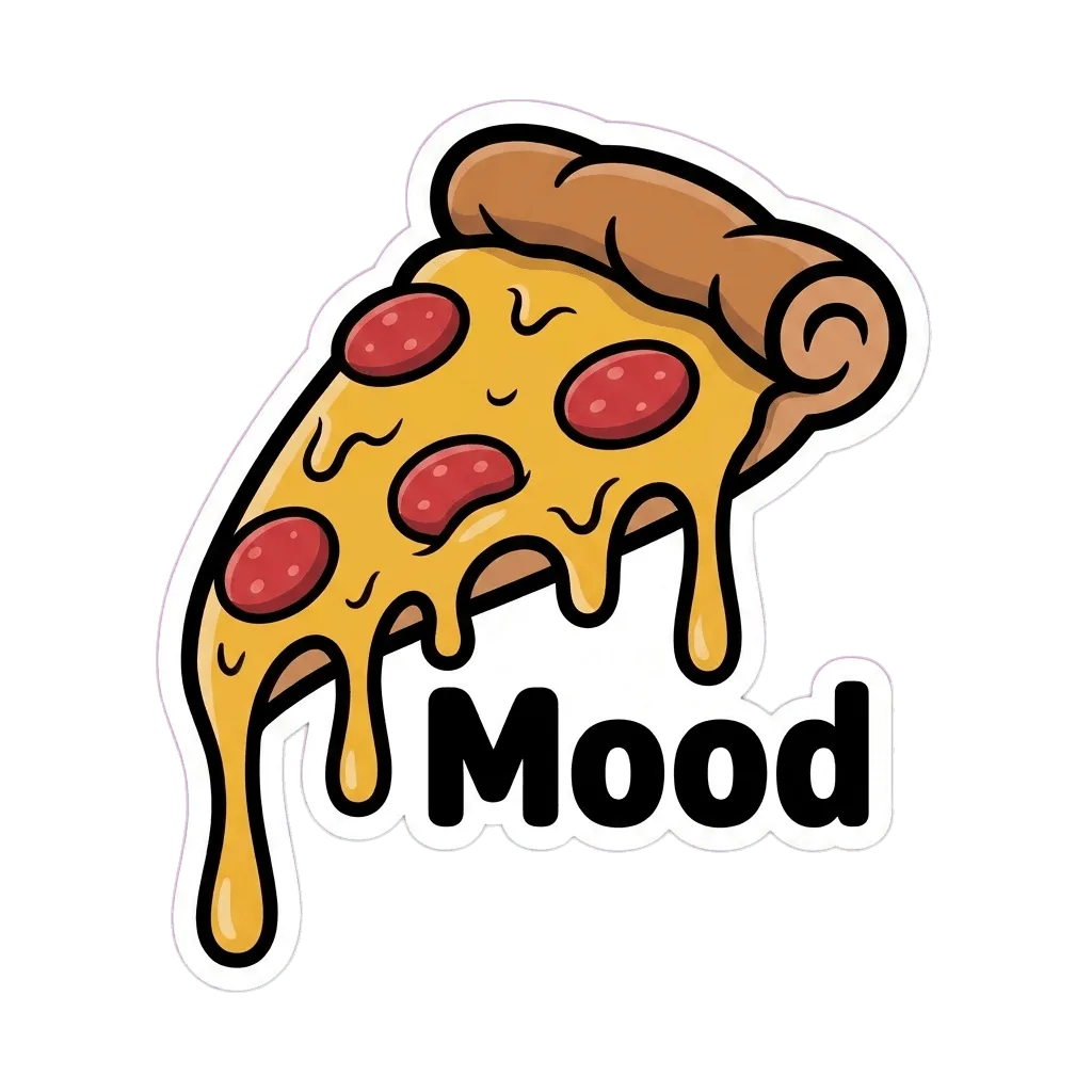 Melting Cheese Pizza Mood Vinyl Sticker