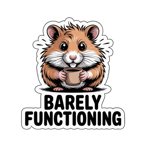 Cute Hamster Barely Functioning Coffee Sticker