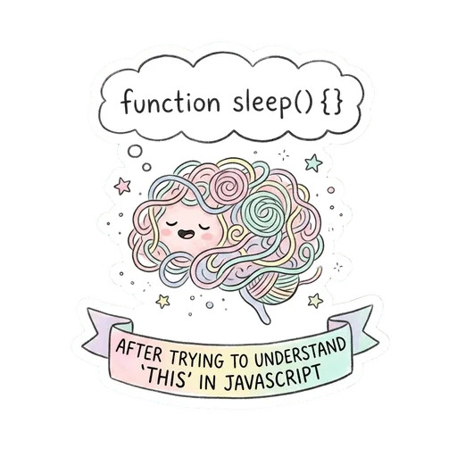 Funny JavaScript Sleepy Coder Vinyl Sticker