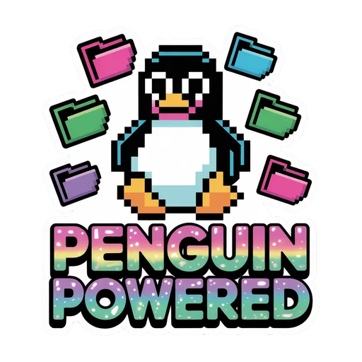 Pixel Art Penguin Powered Vinyl Sticker