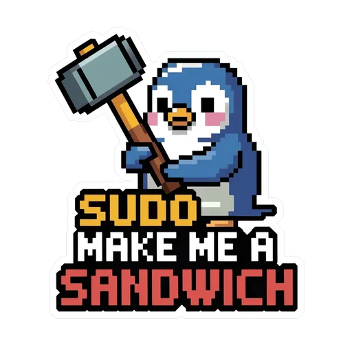 Funny Penguin Sudo Make Me a Sandwich Sticker