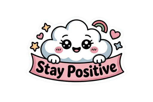 Cute Kawaii Cloud Stay Positive Vinyl Sticker