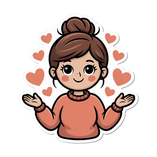 Cute Kawaii Girl with Hearts Vinyl Sticker