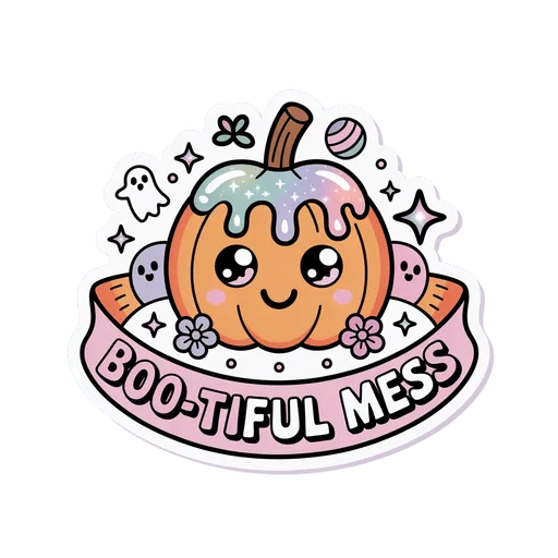 Kawaii Pastel Pumpkin Boo-tiful Mess Halloween Sticker
