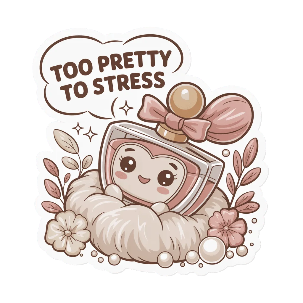 Too Pretty to Stress Perfume Bottle Coquette Sticker