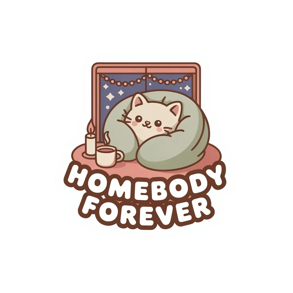 Homebody Forever Cozy Cat Vinyl Sticker