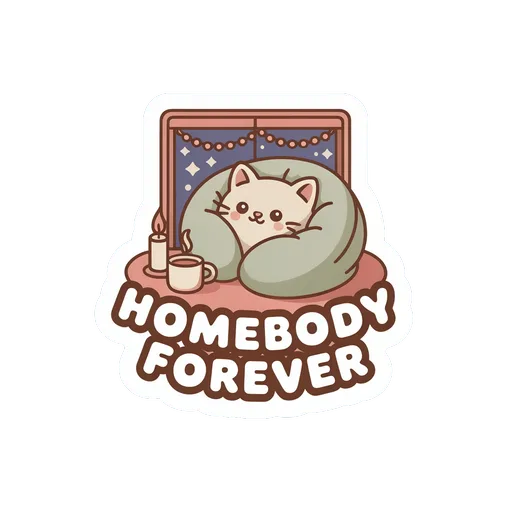 Homebody Forever Cozy Cat Vinyl Sticker