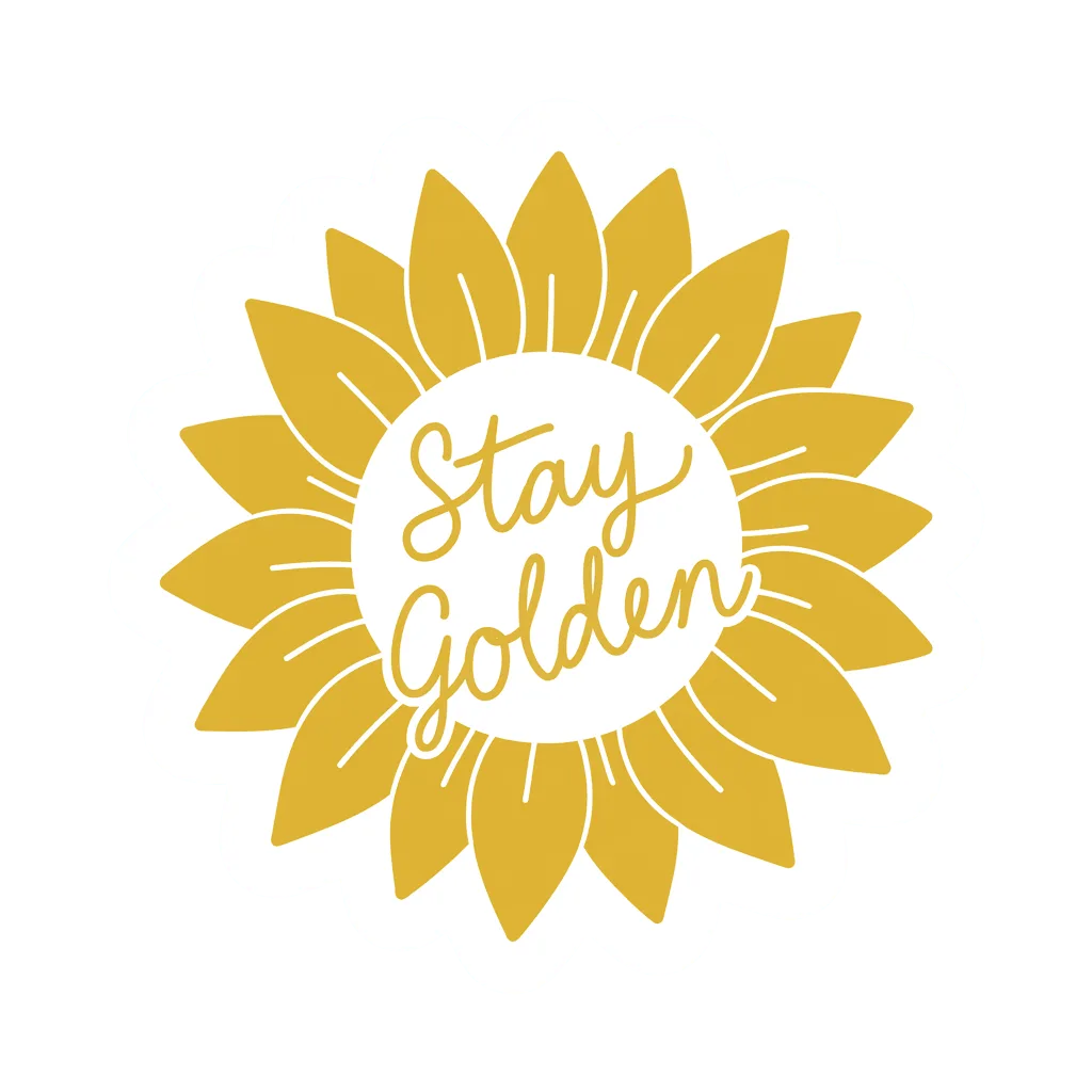 Stay Golden Sunflower Script Sticker