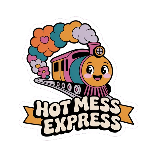 Hot Mess Express Retro Train Vinyl Sticker