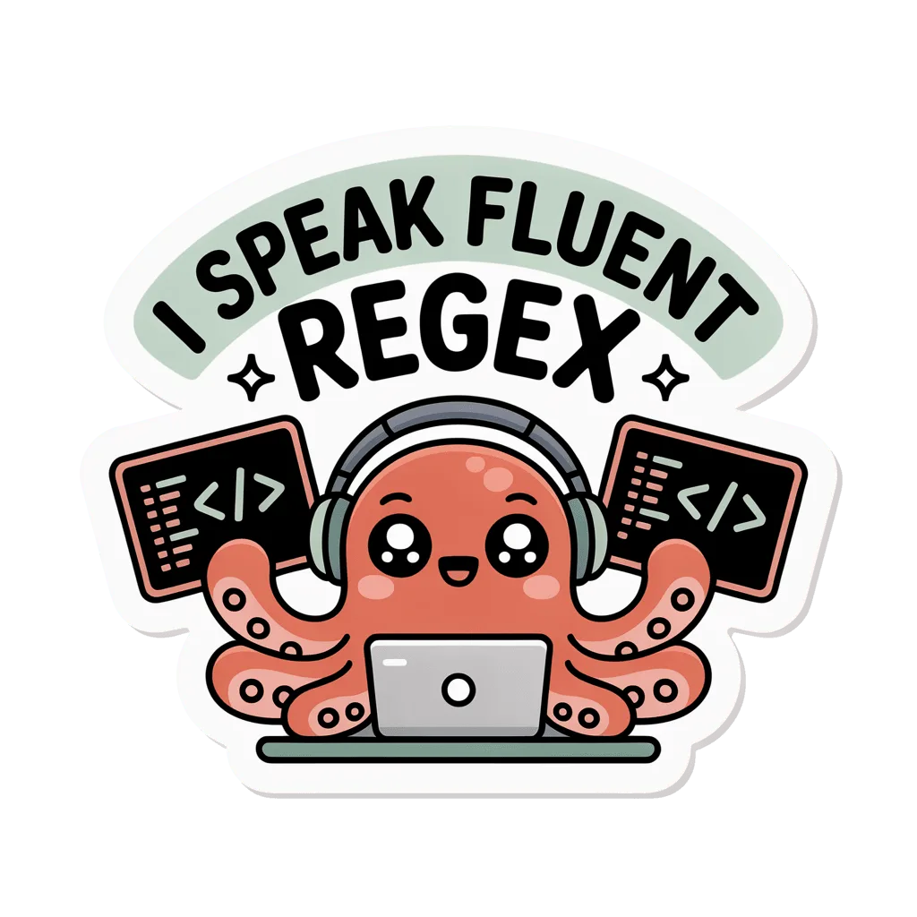 Cute Fluent Regex Octopus Coding Vinyl Sticker