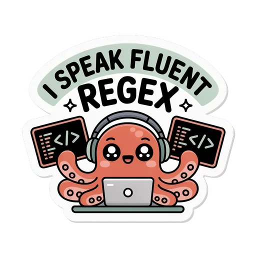 Cute Fluent Regex Octopus Coding Vinyl Sticker