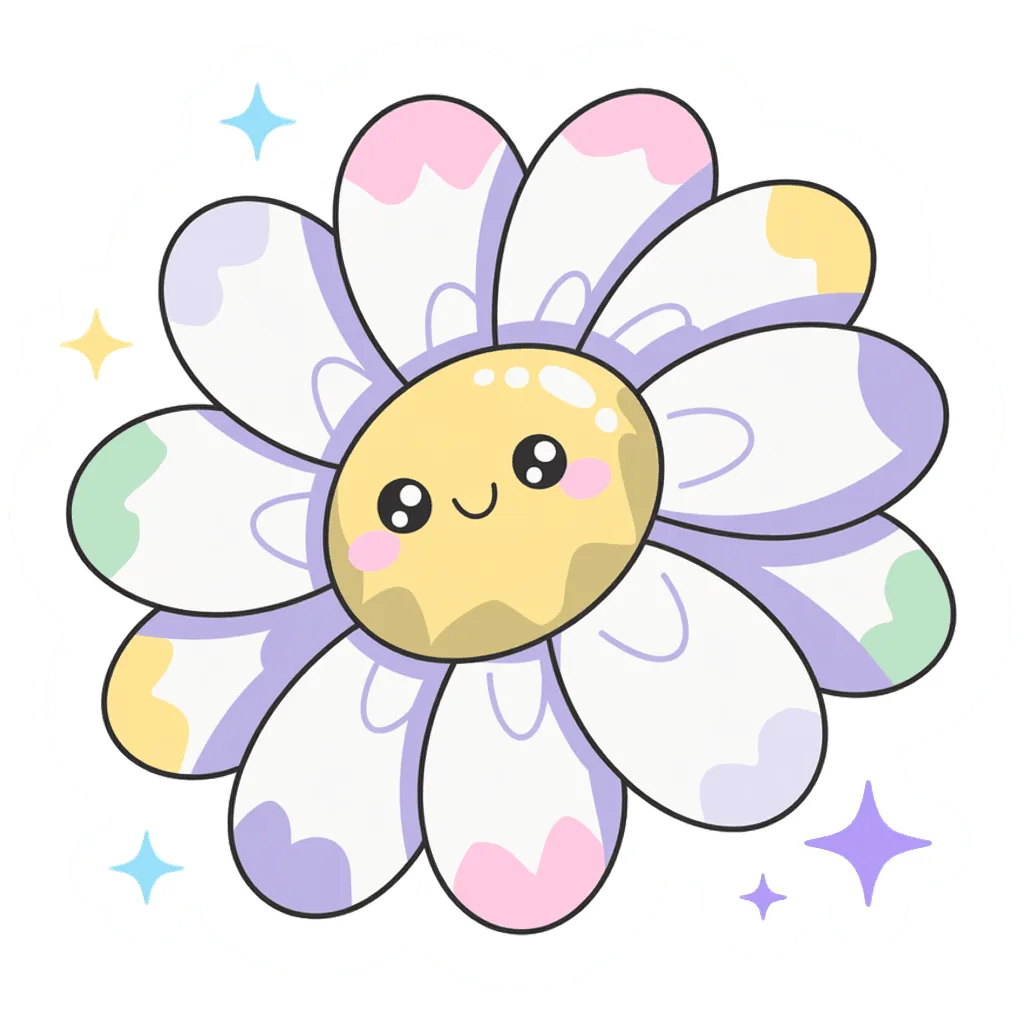 Kawaii Smiling Daisy Flower Vinyl Sticker