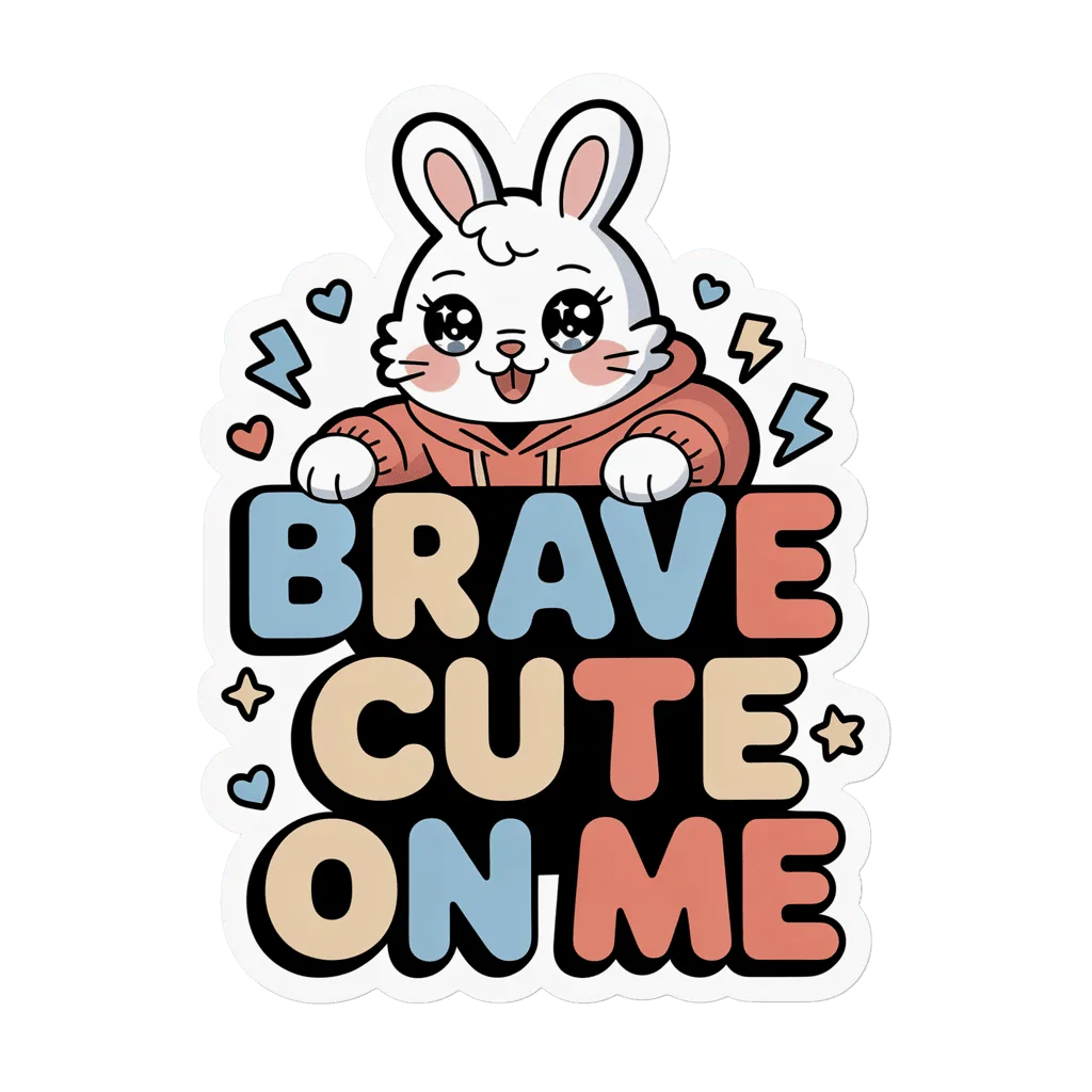 Cute Brave Bunny Quote Vinyl Sticker