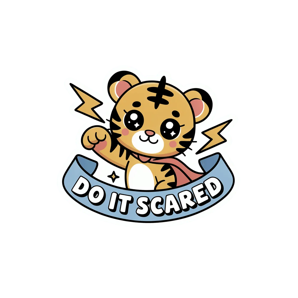 Cute Motivational Tiger Do It Scared Vinyl Sticker