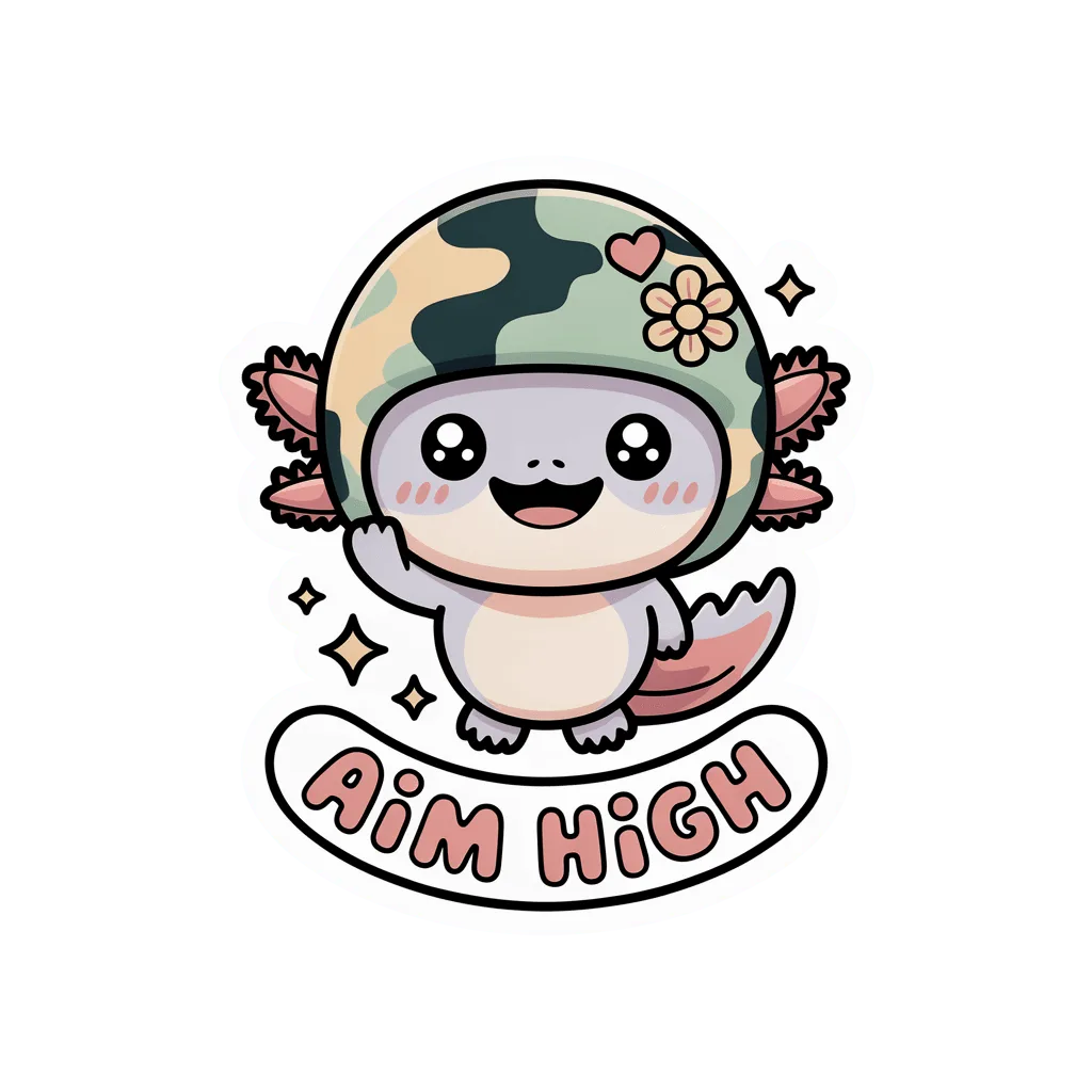 Cute Axolotl Aim High Vinyl Sticker | Kawaii Animal Motivational Decal