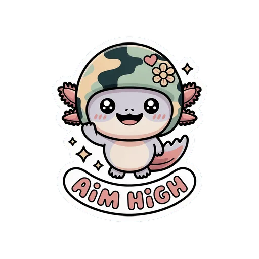 Cute Axolotl Aim High Vinyl Sticker | Kawaii Animal Motivational Decal