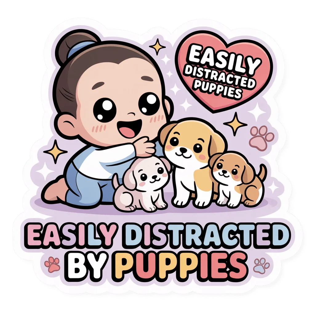 Easily Distracted by Puppies Cute Kawaii Sticker
