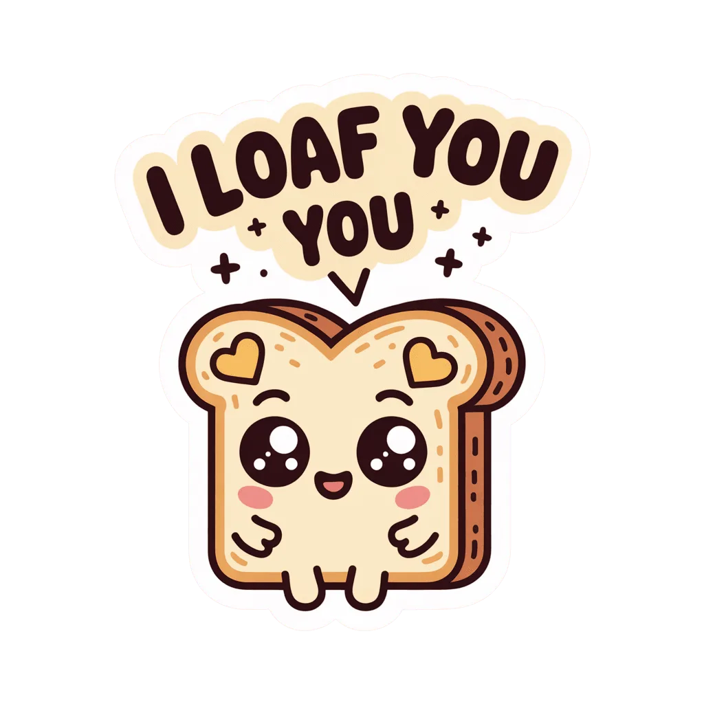 Cute Kawaii Toast I Loaf You Vinyl Sticker