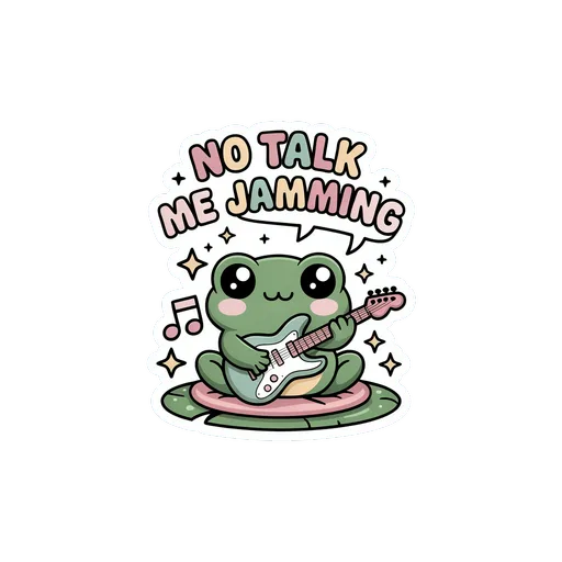Cute Frog Playing Guitar No Talk Me Jamming Sticker