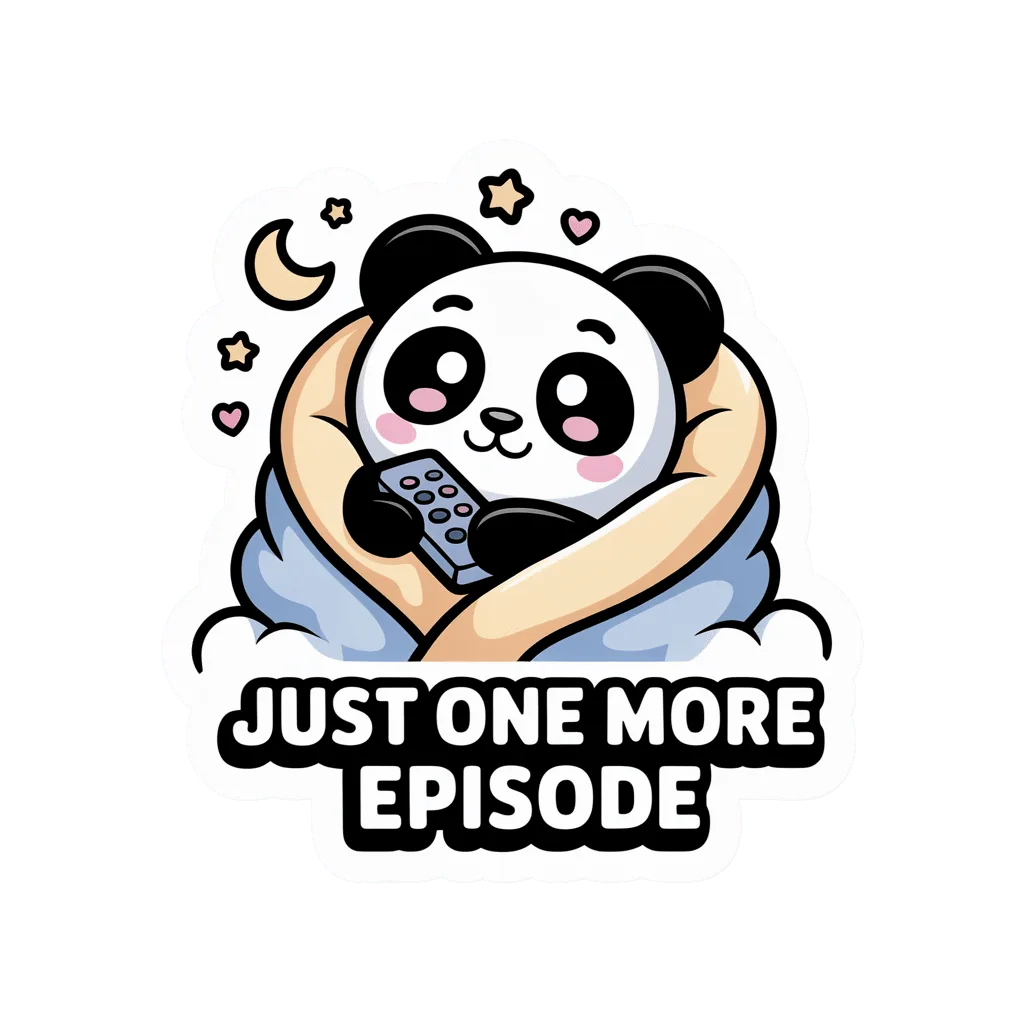 Cute Panda Just One More Episode Vinyl Sticker