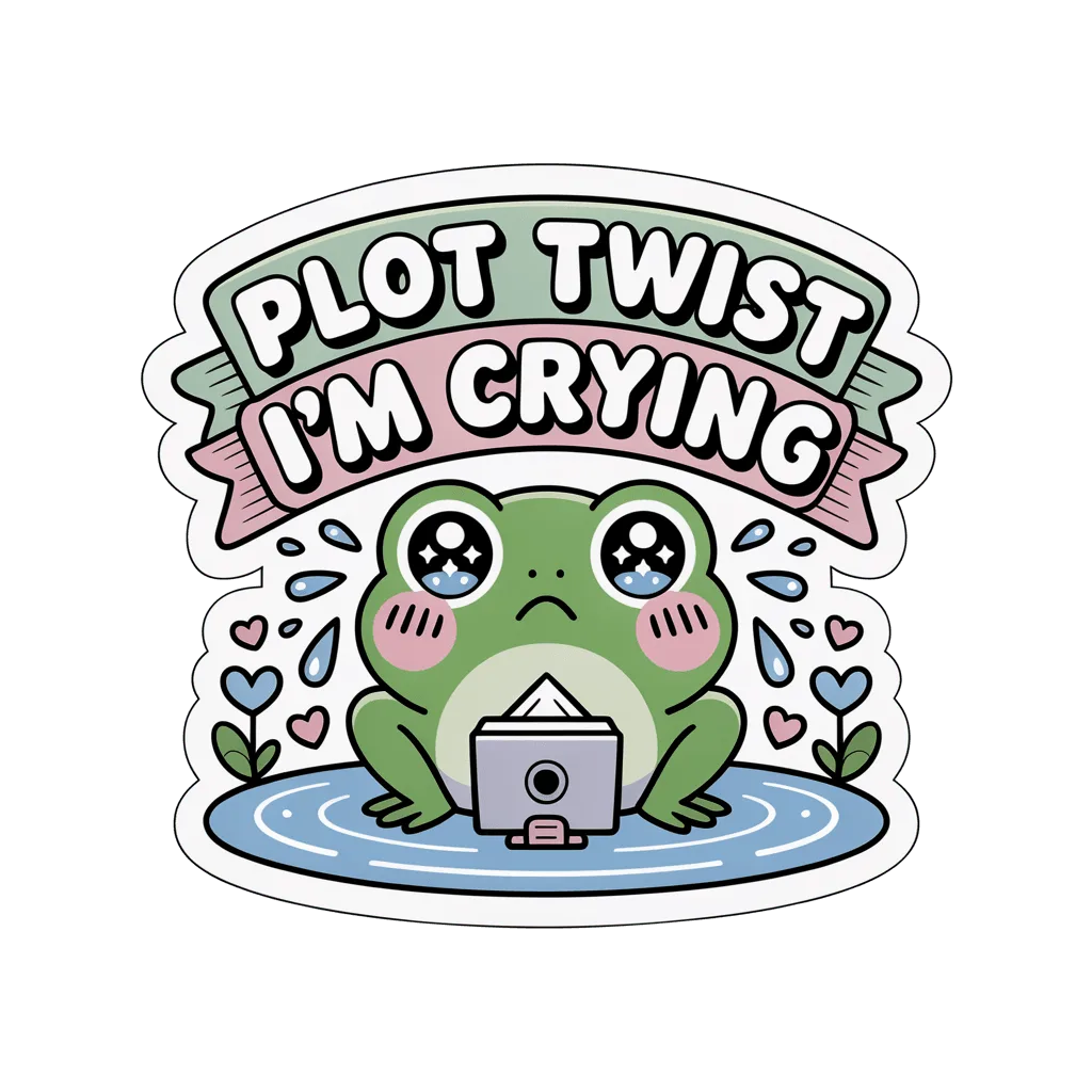Cute Crying Frog Plot Twist Vinyl Sticker