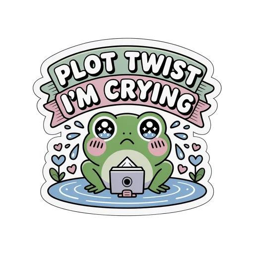 Cute Crying Frog Plot Twist Vinyl Sticker