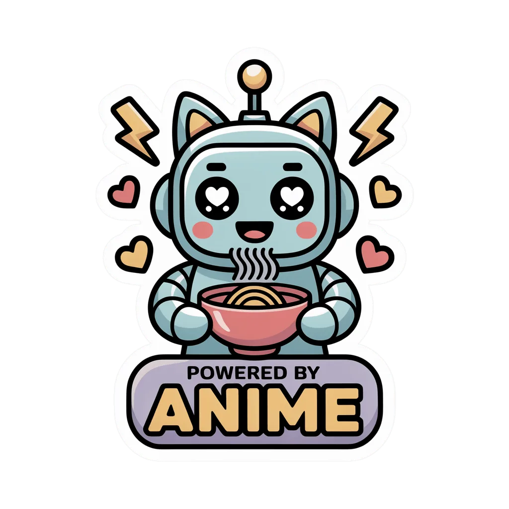 Cute Anime Robot Ramen Powered By Anime Sticker
